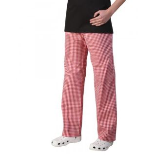 Pantalón de cocina unisex goma en cintura cuadros rojos| Vittorio Uniforme