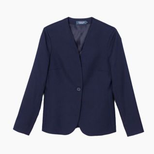 Americana azul marino de mujer sin cuello para uniforme recepcionista u oficina