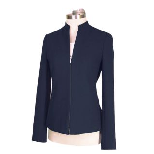 Blazer azul marino de mujer cuello mao y cremallera