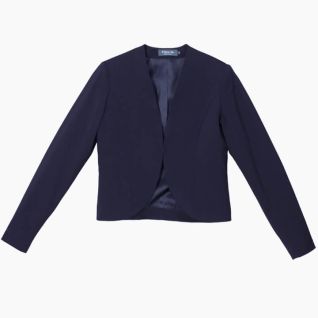 Americana corta de mujer azul marino sin cuello