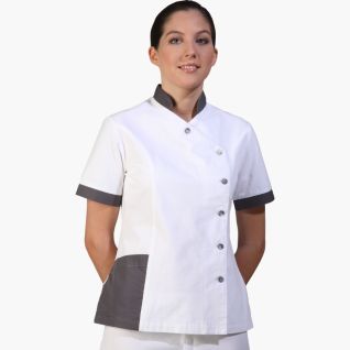 Bata enfermera mujer manga corta cuello mao dos colores