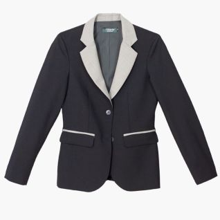 Blazer negra mujer cuello solapa gris
