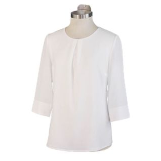 Blusa blanca mujer con fuelle manga 3/4