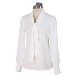 Blusa con lazo en el cuello blanca de mujer