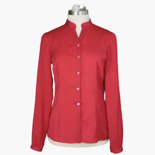 Blusa roja mujer cuello mao manga larga