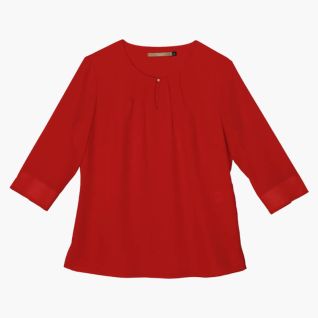 Blusa roja de mujer manga 3/4 con jaretas