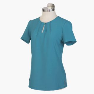 Blusa turquesa mujer manga corta cuello redondo con jaretas