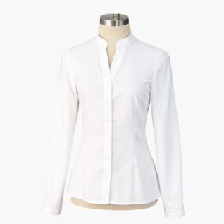 Camisa blanca mujer cuello mao manga larga