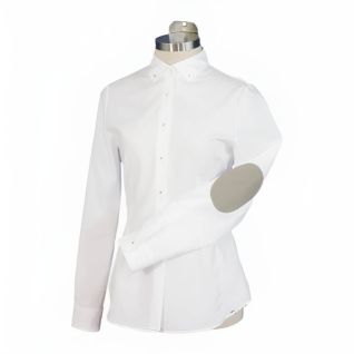 Camisa blanca mujer cuello abotonado y coderas