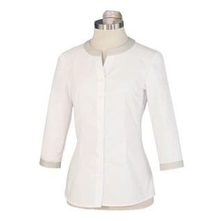 Camisa blanca mujer cuello redondo