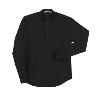 Camisa cuello mao hombre manga larga negra | Vittorio Uniformes