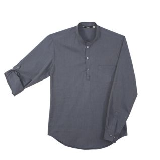 Camisa cuello mao hombre manga remangable gris | Vittorio Uniformes