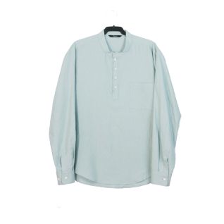 Camisa lino cuello mao hombre manga larga verde agua | Vittorio Uniformes