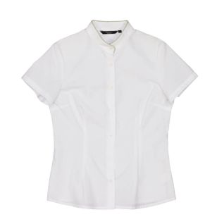 Camisa blanca mujer cuello mao con vivo en el cuello anga corta
