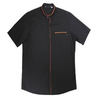 Camisa cuello mao negra de camarero dos colores manga corta | Vittorio Uniformes
