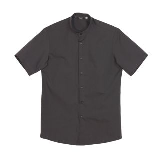Camisa cuello mao hombre manga corta negra | Vittorio Uniformes