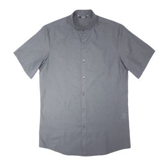 Camisa cuello mao gris manga corta de hombre | Vittorio Uniformes