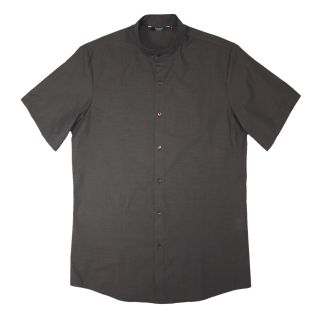 Camisa cuello mao marrón manga corta hombre | Vittorio Uniformes