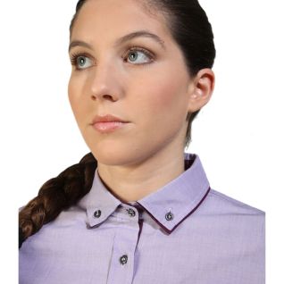 Camisa malva mujer con botones en el cuello en tejido fil a fil