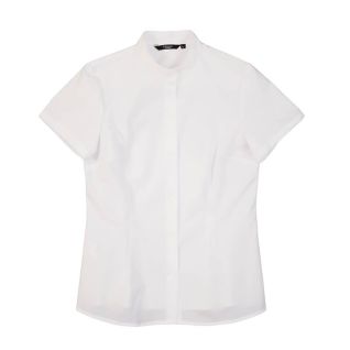 Camisa blanca cuello mao mujer manga corta