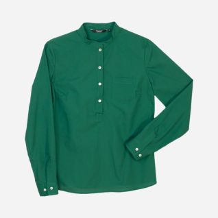 Camisa cuello mao de mujer verde manga larga | Vittorio Uniformes
