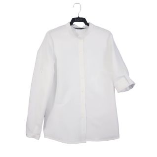 Camisa blanca lino mujer cuello mao