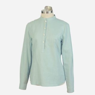Camisa lino mujer cuello mao verde menta