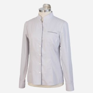 Camisa gris mujer cuello mao manga larga