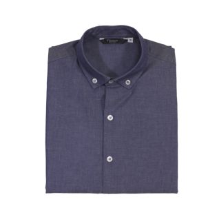 Camisa hombre con botones en cuello manga remangable azul marino | Vittorio Uniformes