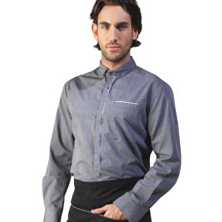 Camisa con botones en el cuello de hombre Patricio gris marengo  | Vittorio Uniformes