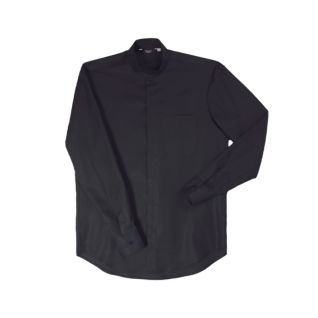 Camisa cuello mao de camarero manga larga negra | Vittorio Uniformes