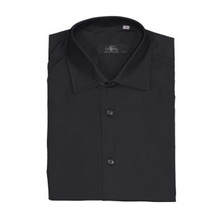 Camisa hombre manga corta sin bolsillo negra | Vittorio Uniformes