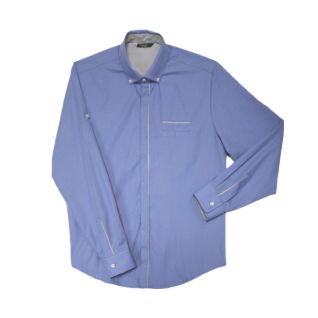 Camisa con botones en cuello de hombre Patricio azul | Vittorio Uniformes