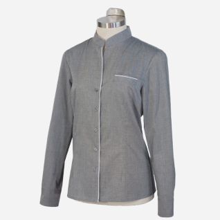 Camisa cuello mao de mujer gris para camarera