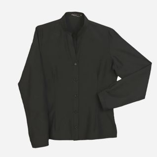 Camisa negra de mujer cuello mao manga larga