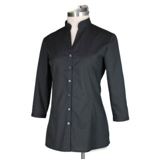 camisa negra mujer cuello mao manga tres cuartos