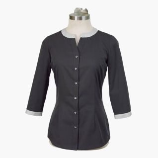 Camisa negra mujer cuello redondo manga 3/4