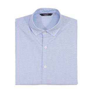 camisa oxford azul hombre con botones en el cuello