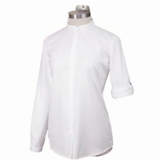 camisa blanca oxford mujer cuello mao