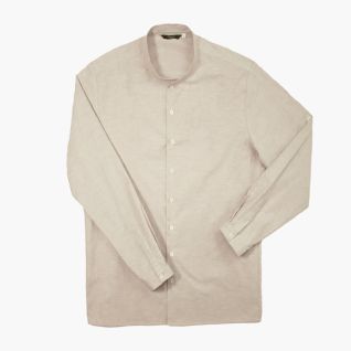 camisa oxford hombre cuello mao beige