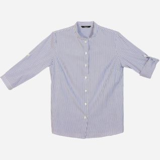 Camisa rayas azul mujer cuello mao para camarera