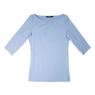 Camiseta cuello barco azul de mujer