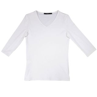 camiseta cuello pico mujer manga 3/4 color blanco