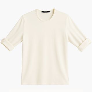 camiseta algodon hombre manga larga enrollable color crudo