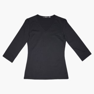 Camiseta de peluquería antimanchas negra de mujer
