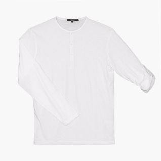 Camiseta cuello panadero hombre manga larga blanca