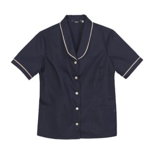Casaca mujer azul para uniforme de limpieza de hotel