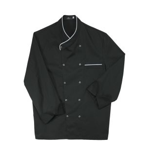 Chaqueta de cocina negra unisex manga larga