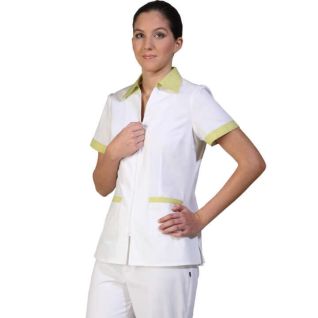 Casaca mujer de trabajo con cremallera blanca-amarilla | Vittorio Uniformes