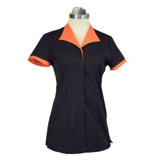 Casaca trabajo mujer manga corta dos colores negra con naranja